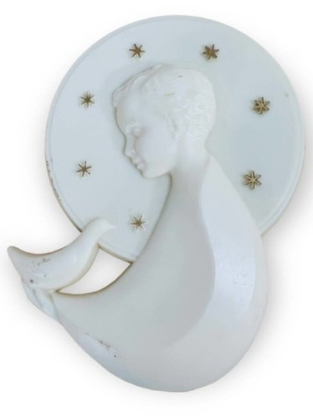 Vintage Vatican City Young Jesus Wall Plaque Catholic Dove Halo Made in Italy